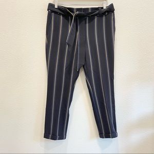 Pre-loved! LOFT Navy Stripes Tie Belt Dress Pants!